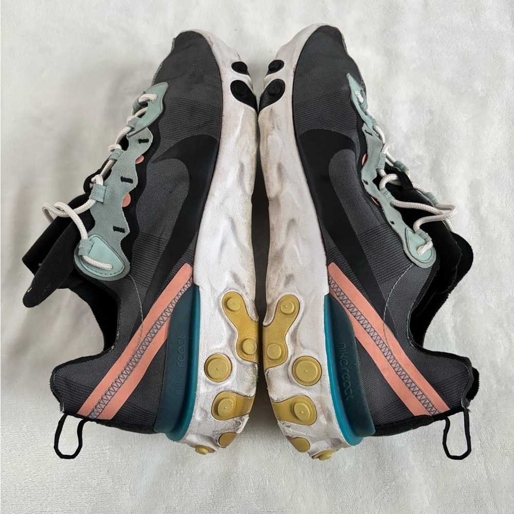 Nike Sneakers React Element 55 Grey Pink Teal Running Shoes Unisex Size 12 - Picture 6 of 10
